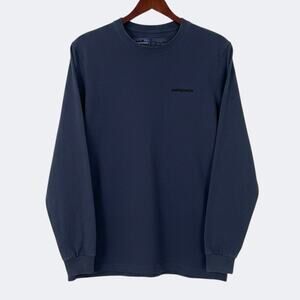 Patagonia Mens Navy Blue Fish Graphic Long Sleeve Responsibili-Tee